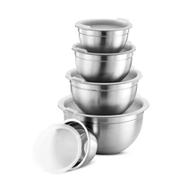 stainless steel salad bowls with lid anti scald food mixing bowl diy cake bread mixer kitchen utensil bowl cooking tools