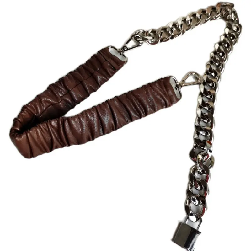 XITAO Wrinkles Patchwork Chains Cummerbunds Women Metal Tide Fashion New Style Match All Personality Elegant Cummerbunds ZY5012