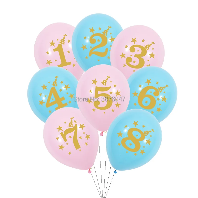 

1st 2nd 3rd 4th 5th 6th 7th 8th 9th birthday balloon 1 2 3 4 5 6 7 8 9 year happy birthday party decoration gold print balloons
