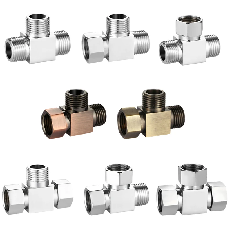 

Plating Hose Union Adapter G1/2'' Male-Female Thread Pipe Fitting Copper Tee/Y-Type/Cross Fittings Faucet Conversion Connector
