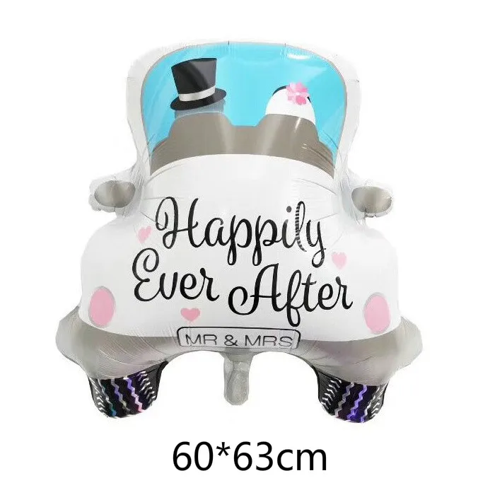 wedding car DIY Мультяшные автомобильные воздушные шары пожарная машина поезд Фольга шар скорая помощь Globos детские подарки День Рождения украшения Детские шары - Цвет: wedding car
