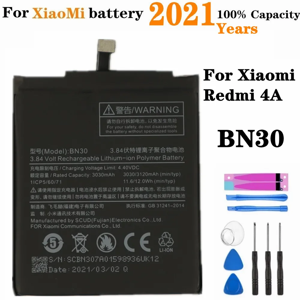 

Аккумулятор BN30 2021 для Xiaomi Redmi 4A Redrice Hongmi 4A мобильный телефон, аккумулятор 3120 мА · ч, высококачественные Аккумуляторы для смартфонов с инструм...