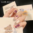 GAM-BELLE 24 шт. фиолетовый рисунок граффити поддельные ногти нажмите на короткую овальную головку полное покрытие французские ногти искусство Советы Маникюр Инструмент