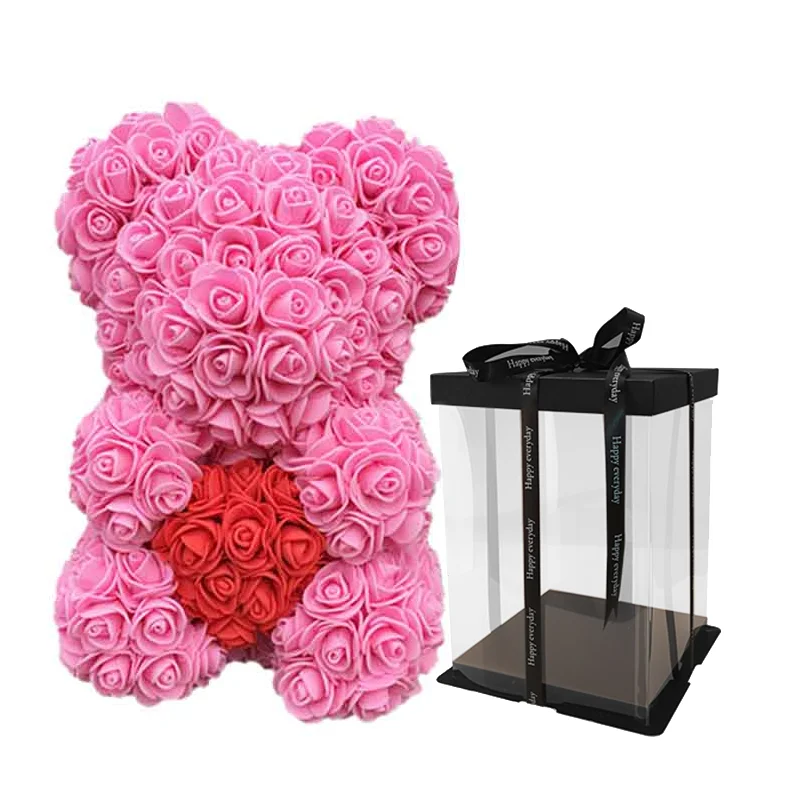 20cm pink red box Дешево 40 см красный медведь Роза плюшевый медведь Роза цветок искусственные украшения Рождественские подарки для женщин подарок на день Святого Валентина - Цвет: 20cm pink red box