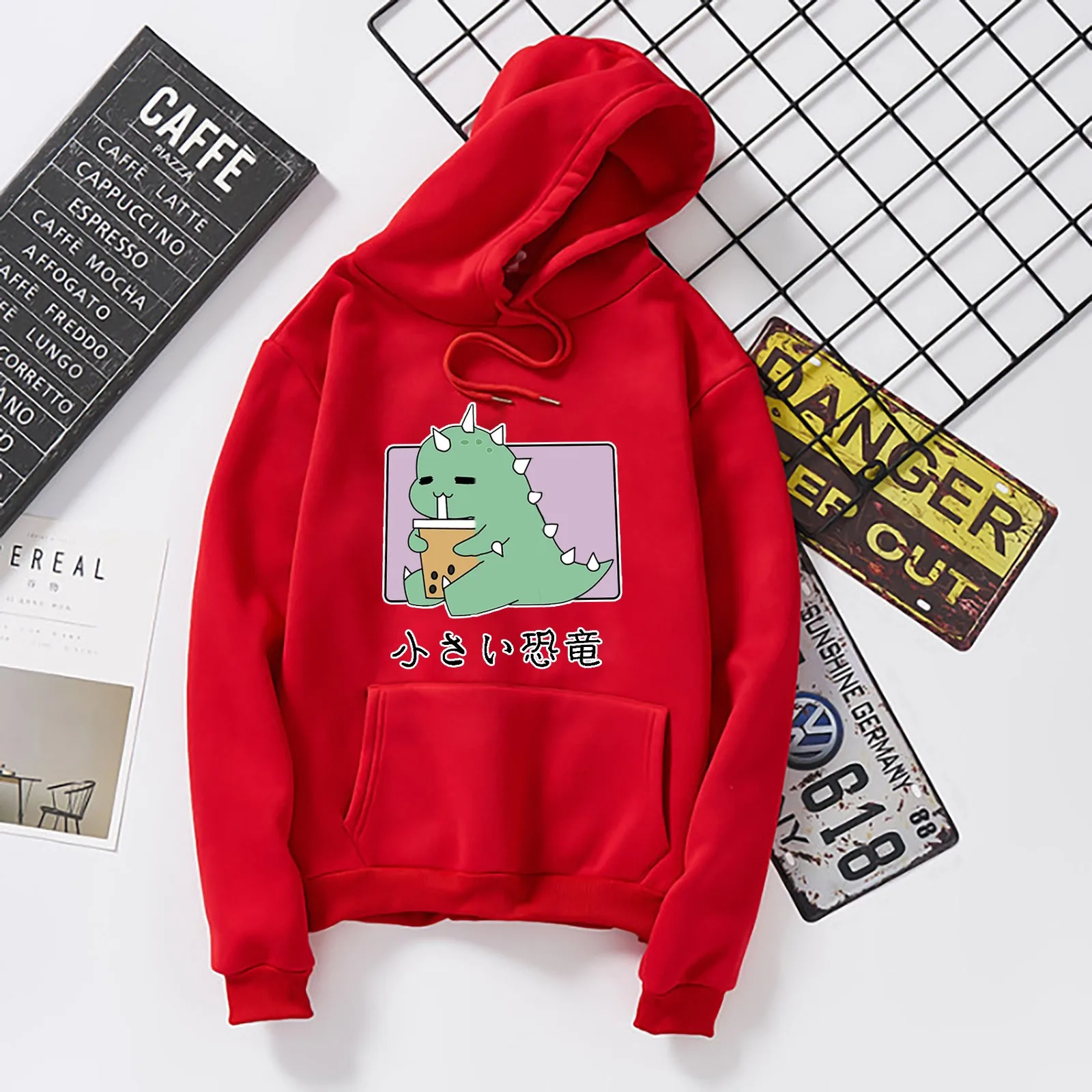 

Harajuku Cartoon Dinosaur Print Hoodies Women Casual Long Sleeve Loose Hooded Sweatshirt Autumn Winter Cute Hoody Pullover Top