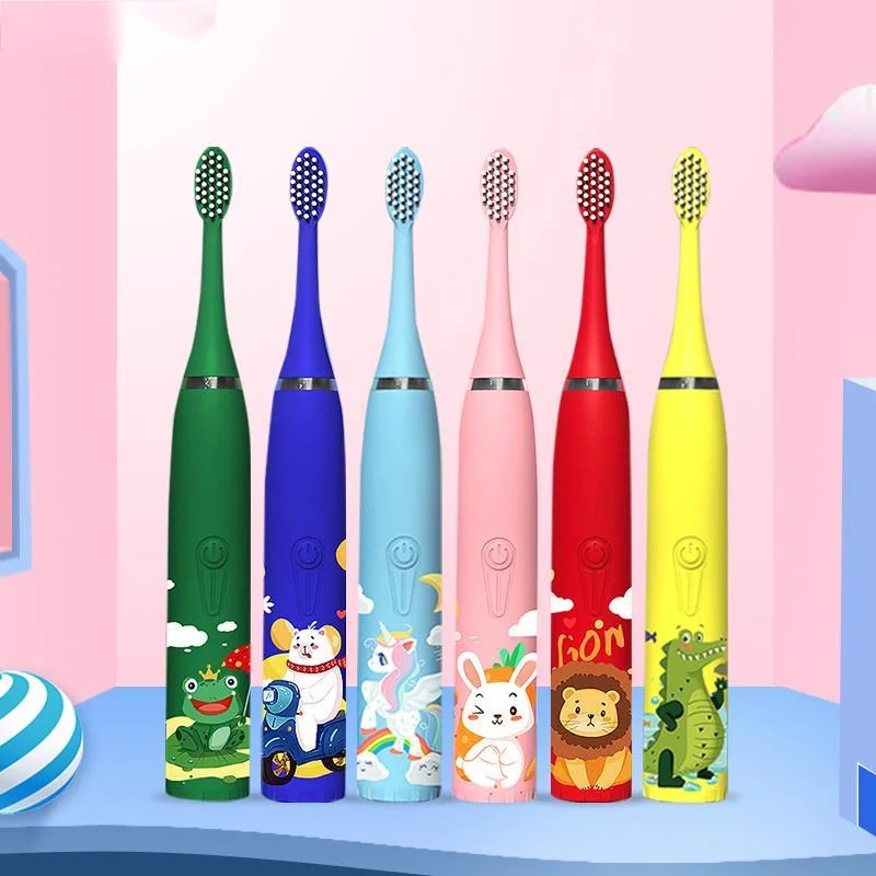 Children's Electric Toothbrush Kids 3 To 12 Years Old Cleaning Care Oral Bacteria 6 Replacement Brush Heads USB Charging oral aerobic bacteria during radiation therapy