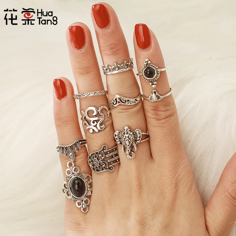 Женское кольцо в стиле стимпанк серебряное с орнаментом слоном короной и резными