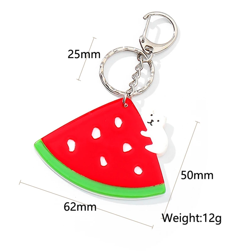 

Cute Red Leather Key Chain for Women Strawberry Watermelon Pendant Key Chains Holder Outdoor Keyrings Girls SUMMER Keychains