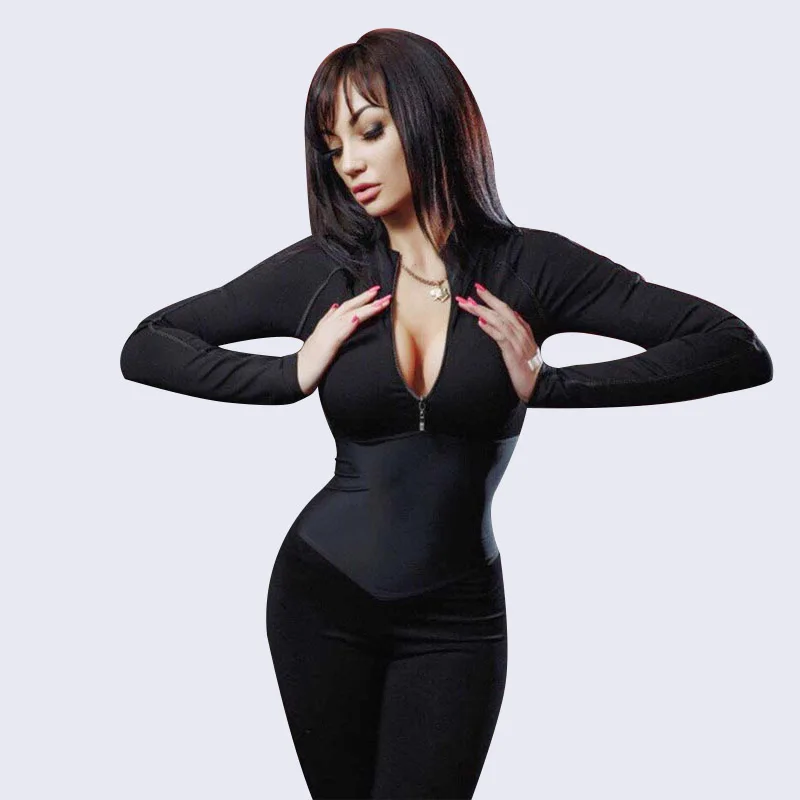 Женский комбинезон для йоги SALSPOR спортивный Мягкий на молнии с высокой талией