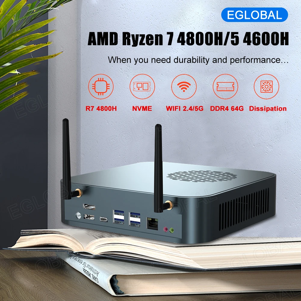 Eglobal большой запас потрясающий мини ПК AMD Ryzen 7 4800H 8 ядер 32 ГБ ОЗУ 2666 МГц 1 ТБ NVME SSD