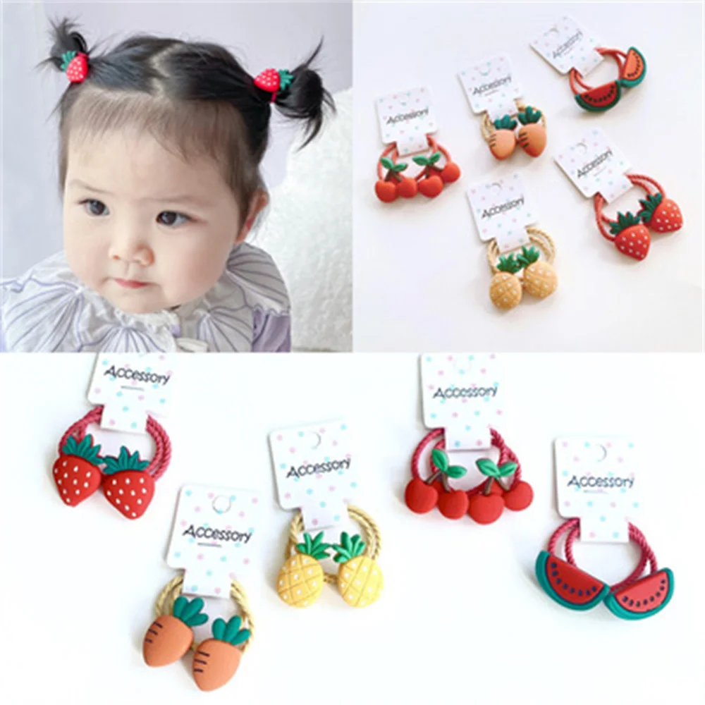 

Милые резинки для волос, 2 шт., резинки для волос, головной убор принцессы с ридисом вишни, Эластичные аксессуары для девочек, детский головно...