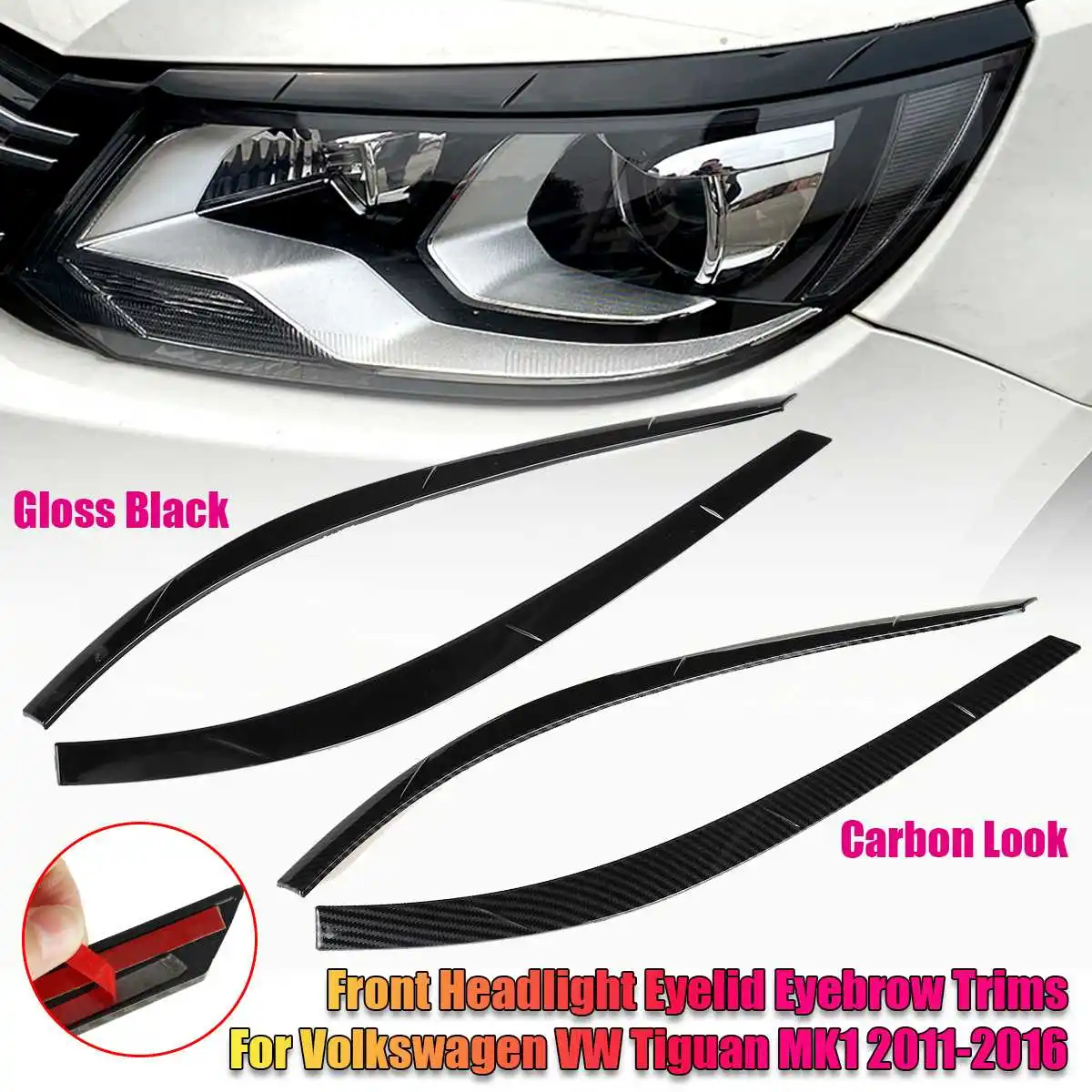 

Front Headlight Eyelid Eyebrow Trims For Volkswagen VW Tiguan MK1 2011-2016 Rear Window Side Spoiler Canards Splitter 2007-2016