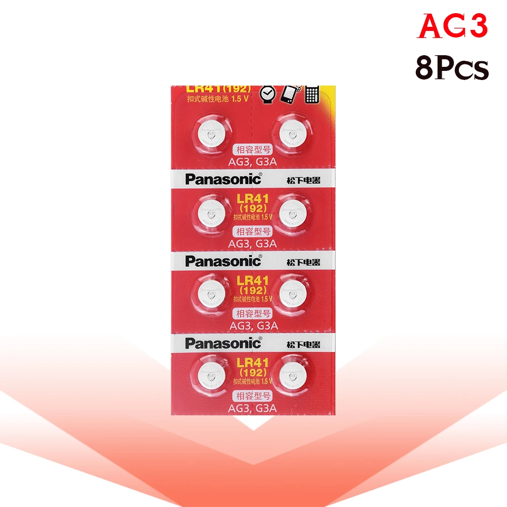 Батарейки PANASONIC AG3 LR41 192 V3GA кнопочные батарейки 1 5 в LR41H SR41 SR41W SR41SW SR415W TR41SW для