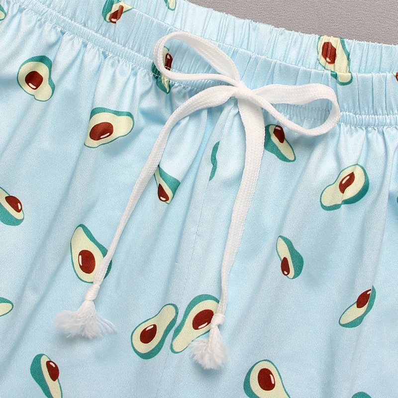 

Cute Cartoon Pajamas Set for Woman Femme Sleepwear Summer O-neck Avocado Homewear Short Sleeve Two-Piece Lounge Pajama Sets