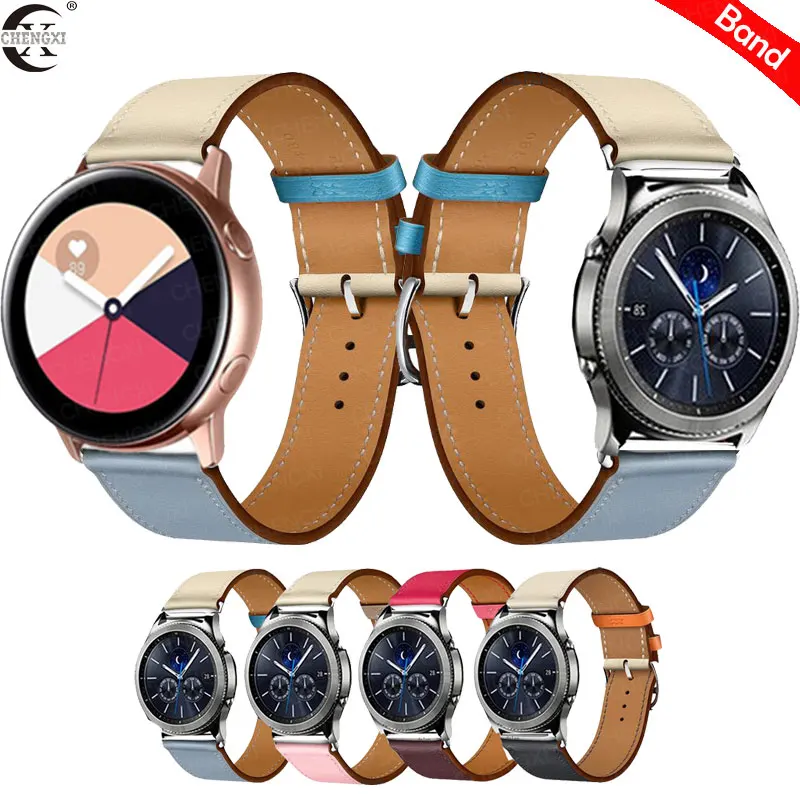 Ремешок кожаный для Samsung Gear S2 S3 Frontier Galaxy Watch 22 мм 20 Huawei GT 2 42 46 мм|Ремешки часов| |
