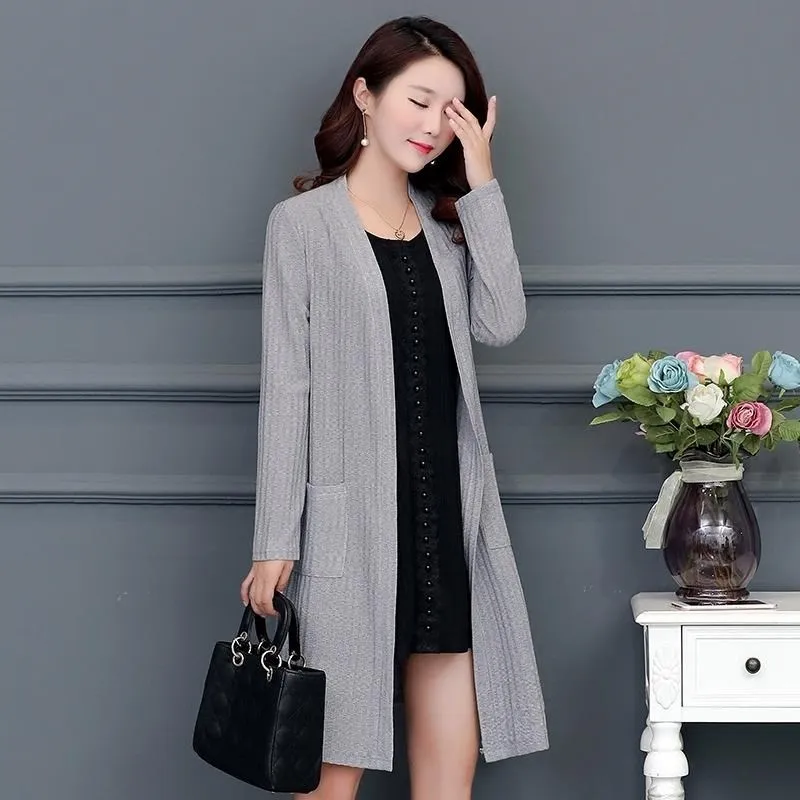 Женский свободный свитер большого размера весенне-осенняя шаль тонкий кардиган