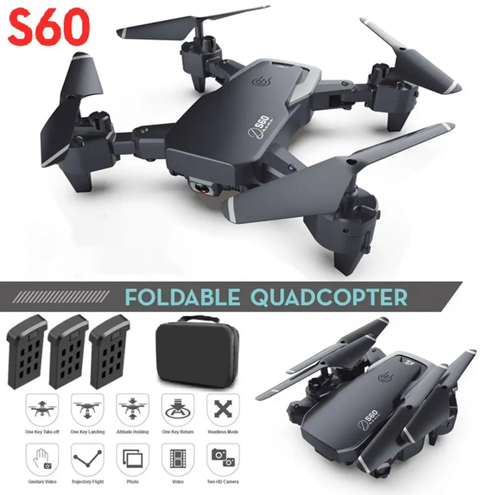 S60 игрушечный Дрон двойная камера широкоугольная Wifi FPV складной Квадрокоптер с