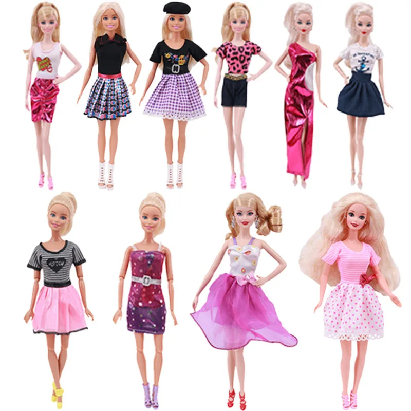 Кукольная одежда, комплект из двух предметов, юбка, платье и юбка-пояс для Барби, повседневная Вечерние чная одежда, аксессуары для кукол, подарок для девочки