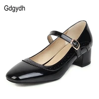 gdgydh square heel adult mary janes large size lolita shoes white women pumps for work office yellow comfortable casual 2022 new