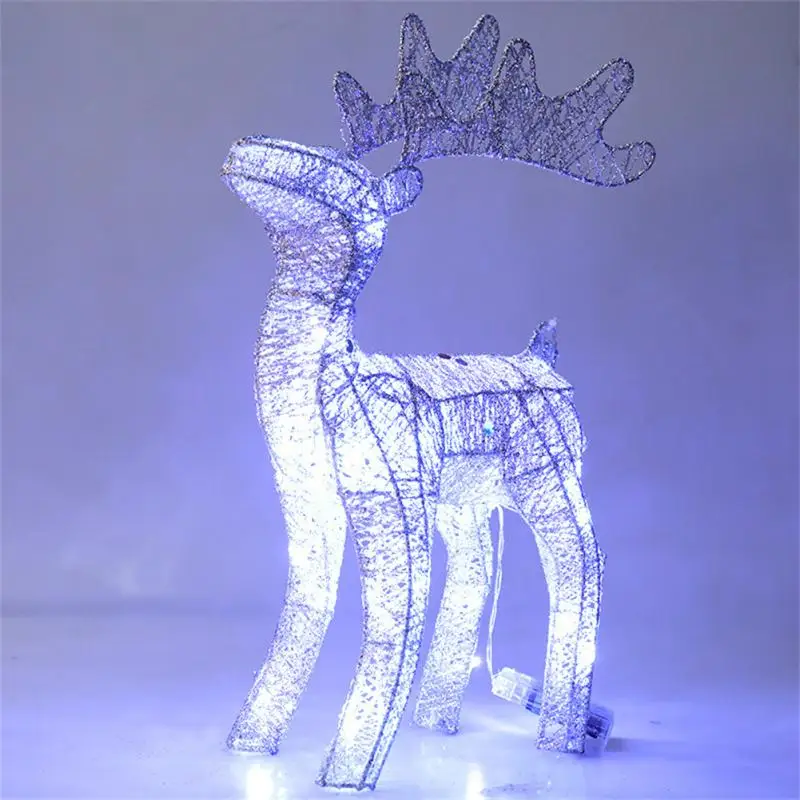 

40cm Christmas Wrought Iron Deer with LED Light Glowing Flashing Elk Statue Glitter Sequins Reindeer Figurines Party Supplies
