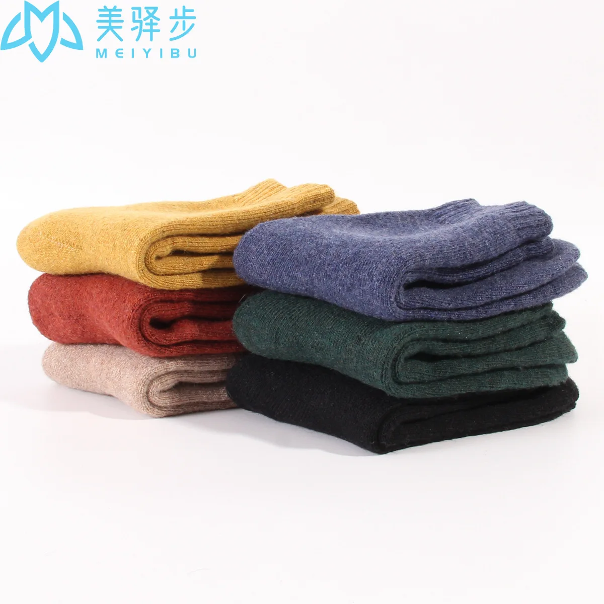 Winter Wool Socks Warm 12 PAIRS PER SET Solid Color Thick Colored Cashmere Socks Plain Women Socks