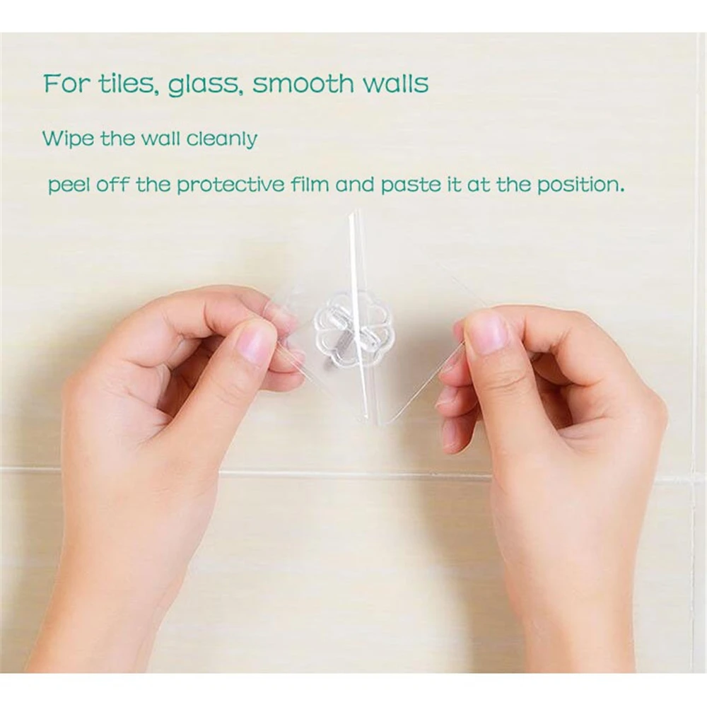 

10PCS/Pack Door Hook Adhesive Wall Hooks Transparent Anti Skid Traceless Heavy Duty Stick on Hook Bathroom Kitchen Wall Stickers