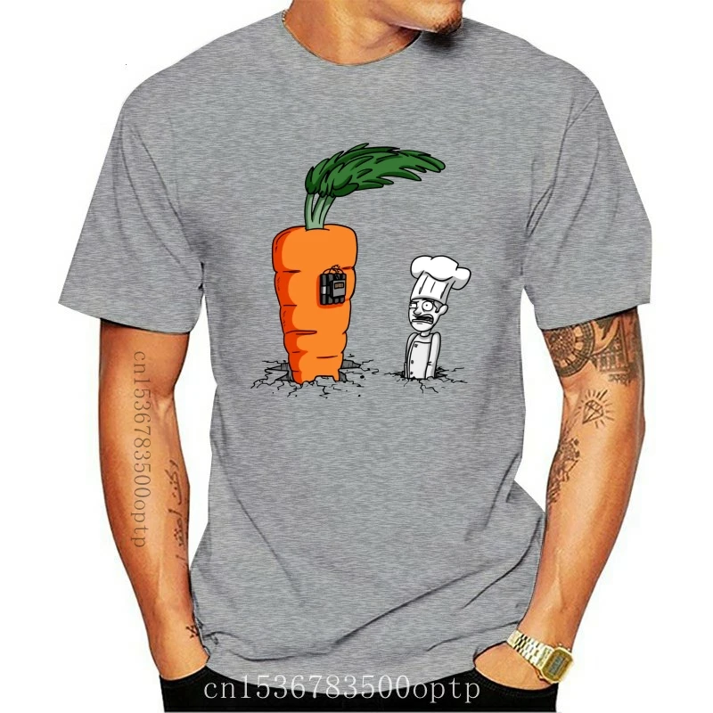 

New Funny Tshirt Men Cartoon T-shirt Carrot Bomb And Chef Comics T Shirt Short Sleeve White Tees XXL Cotton Tops Students Style