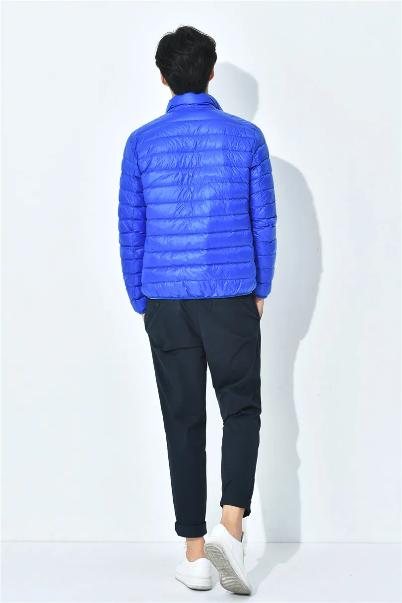 2019 на осень зиму ультра тонкий легкий пуховая куртка для мужчин со стоячим