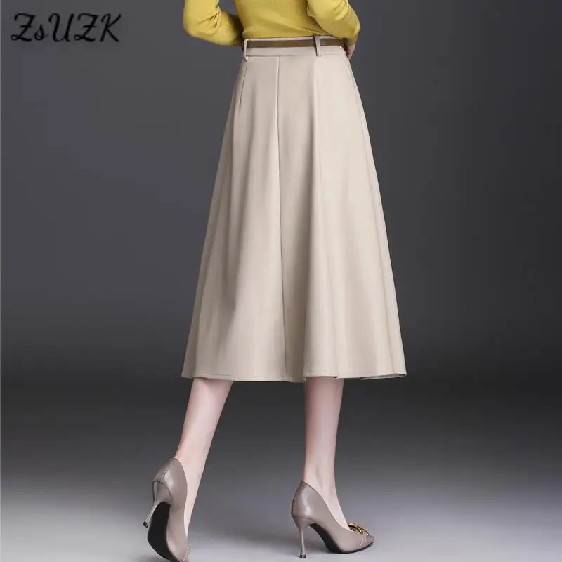 Женская плиссированная юбка-трапеция элегантная офисная модная юбка из