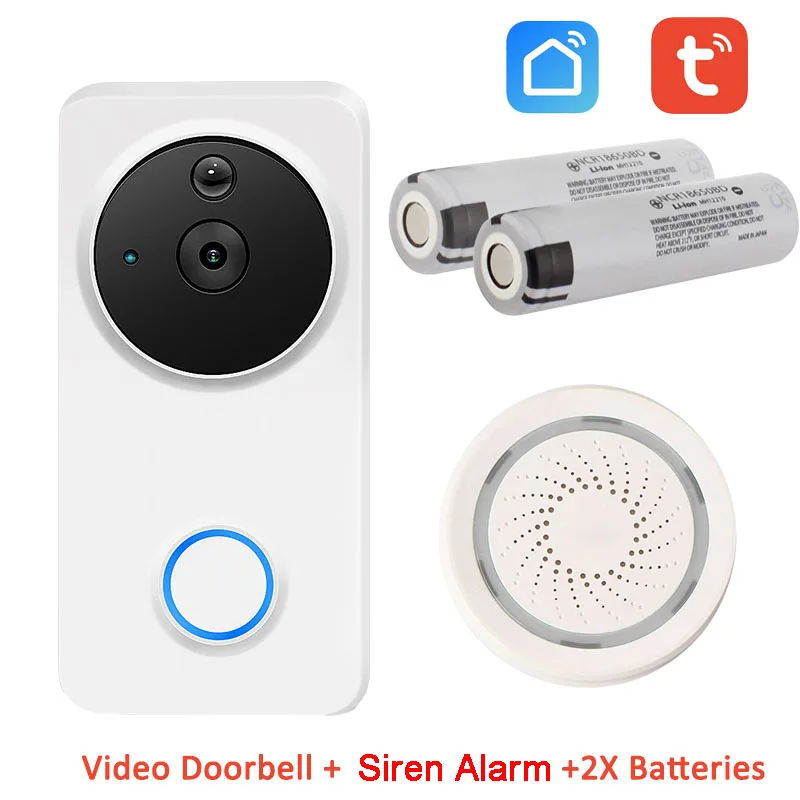 HD Smart Life Tuya умный видео дверной звонок встроенный аккумулятор с 100DB сирена сигнализация связь сигнализация