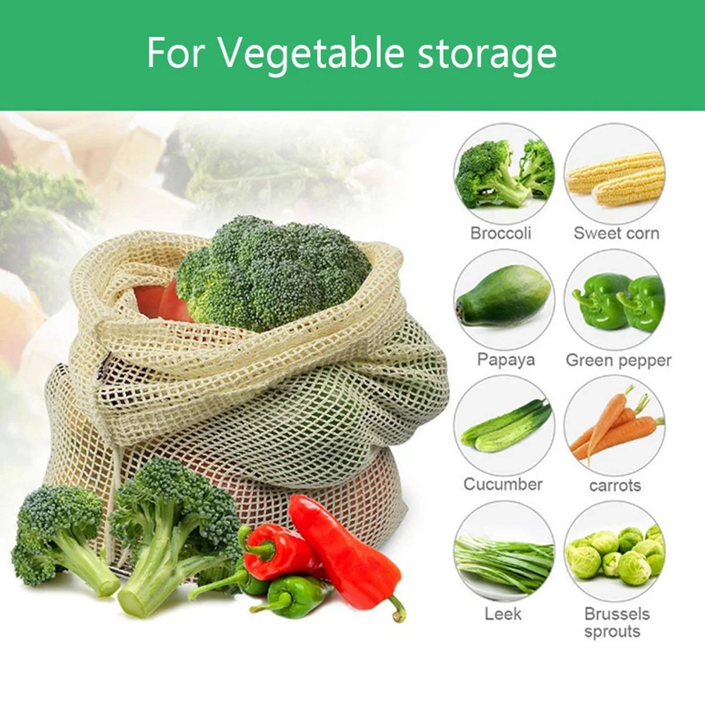 

30pcs 15pcs Reusable Produce Bags Organic Cotton Washable Mesh Bags for Grocery Shopping Fruit Vegetable Organizer Storage Bag