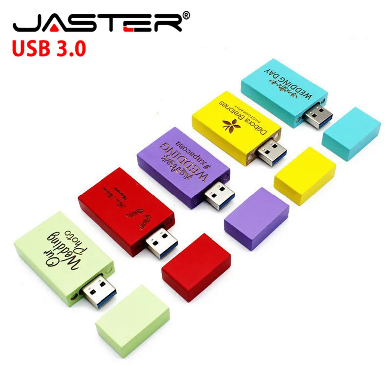 JASTER USB 3 0 хит продаж креативный покраска 10 цветов деревянный квадрат 4 ГБ/8 ГБ/16 ГБ/32