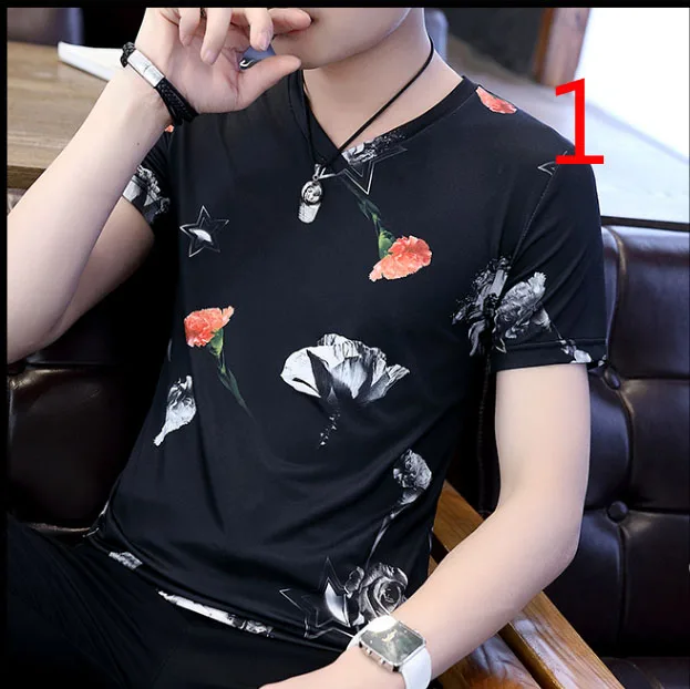 

Tide brand large size short-sleeved men's thin section round neck casual T-shirt wild silk cotton summer ice silk compassionate