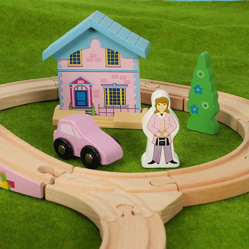 Деревянный поезд набор Детская деревянная железная дорога Волшебная дорожка