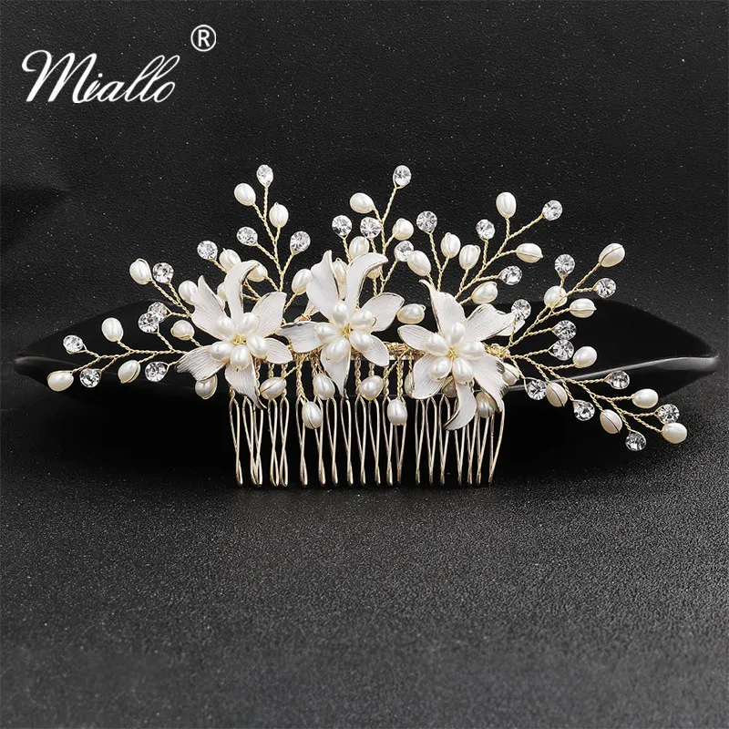 Miallo модный цветок жемчуг свадебная расческа для волос кристалл ручная роспись