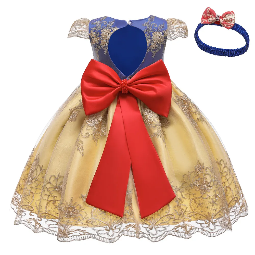

Hot Sales 2021 Girl gowns for weddings Royal Bule butterflie Tulle Dress With Bow Knee-Length Lace Prom Party Girl 2-10 Years