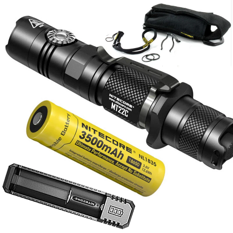 NITECORE MT22C + 18650 перезаряжаемый аккумулятор поворотный переключатель 1000 LMs фонарик