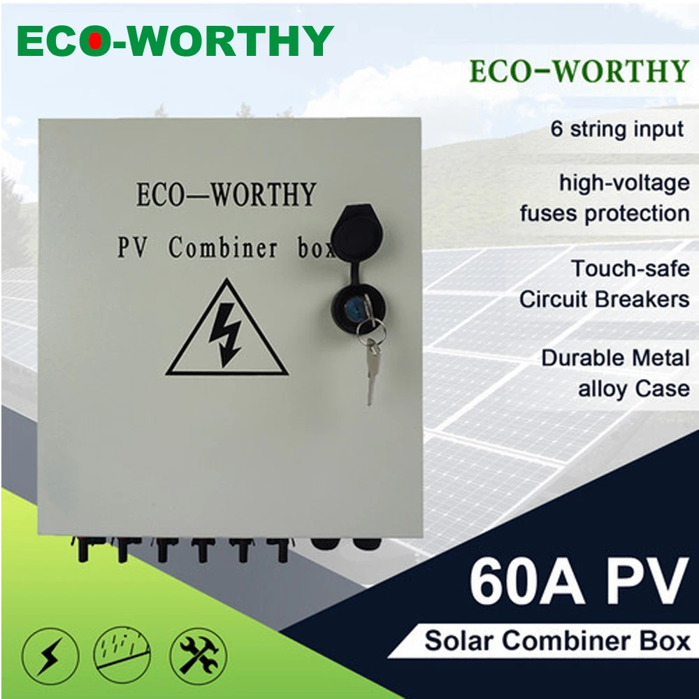 ECOWORTHY 6-String солнечный PV Combiner Box автоматические выключатели Защита от перенапряжения молний для дома от сетки солнечная панель системы