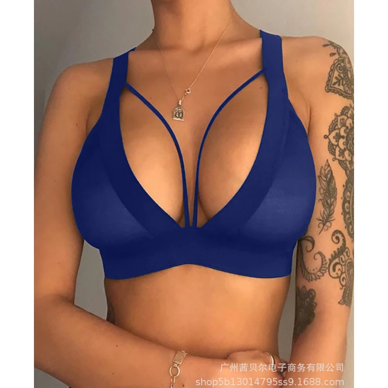 

WEPBEL Women's Sexy Underwear Anti-Emptied Tank-Top Summer Solid Color Underwear Pajamas V-neck Bikini Bra