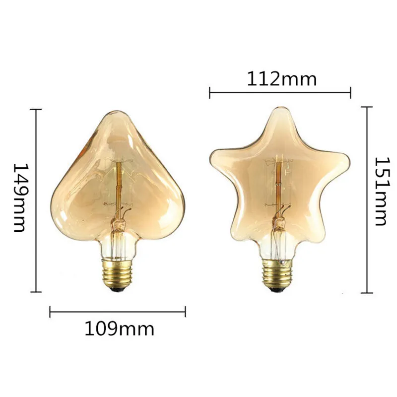 Винтажная декоративная лампочка E27 Mini/Big Star лампа накаливания в стиле ретро для