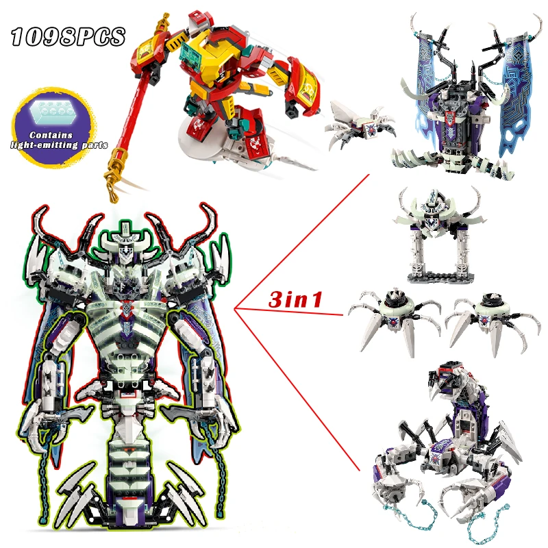 

Конструктор MOC Journey to the West Monkey King, кость, демон, светящийся в темноте строительные блоки, кирпичи, фигурки, игрушки для детей, рождественские п...