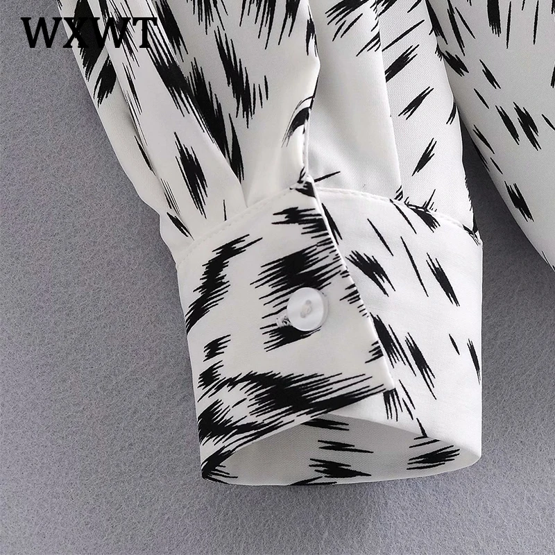 

WXWT Women Watermark Animal Pattern Print Fasten Buckle Shirt Blusas Mujer De Moda Casual Shirt Womens Tops AZ5050