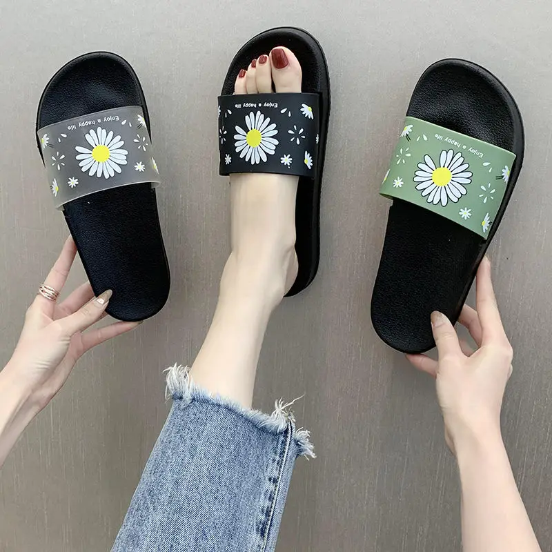 

2020 Summer Slippers Shoes Women Cute Flower Jelly Color Open Toe Flip Flops Clear Outdoor Beach Slides Sandals Sandalias Mujer