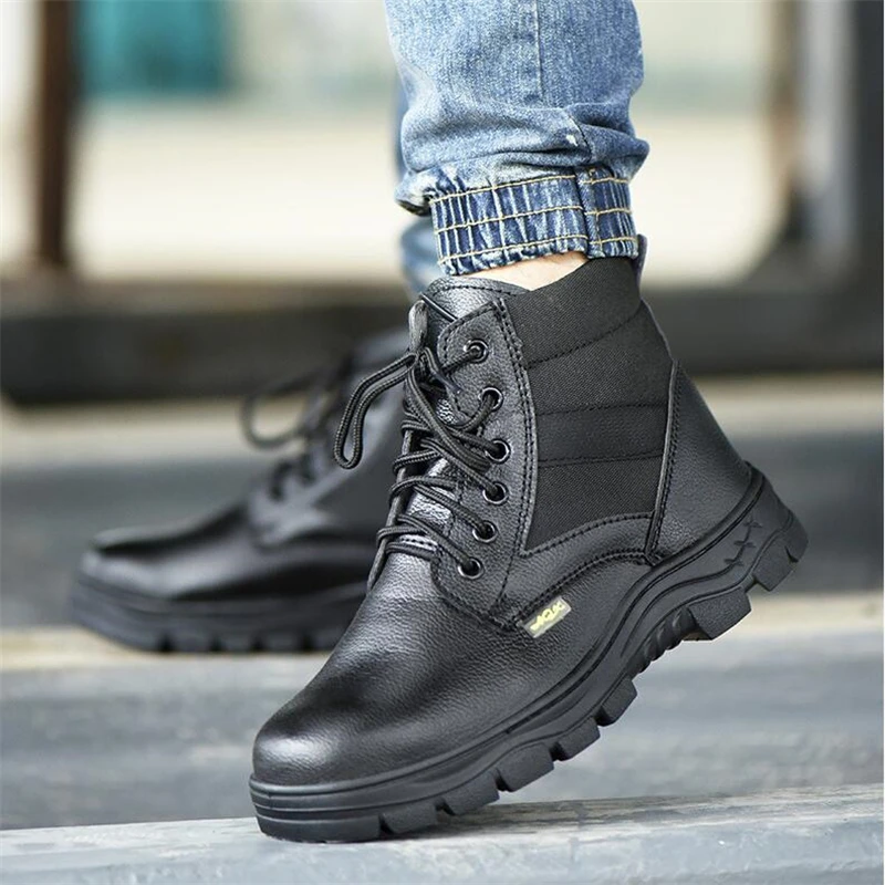 

Safetoe Safety Shoes with Steel Toe Cap Anti-smashing Work Safety Boots with Waterproof Leather for Men and Women Botas Hombre