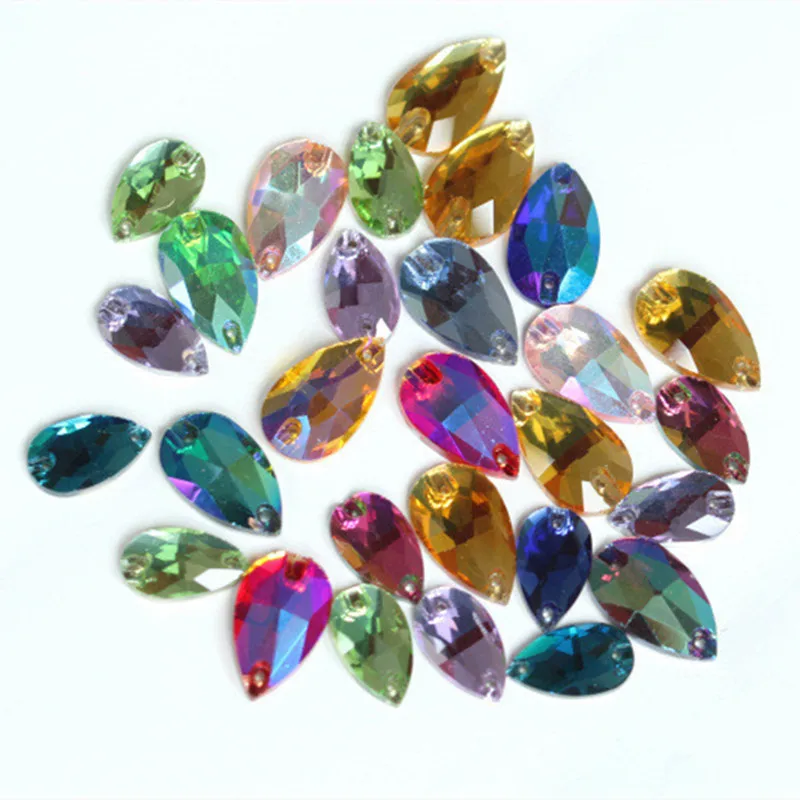 В форме капли AB красочные кристаллы пришивные стразы Женская Пришивание камней
