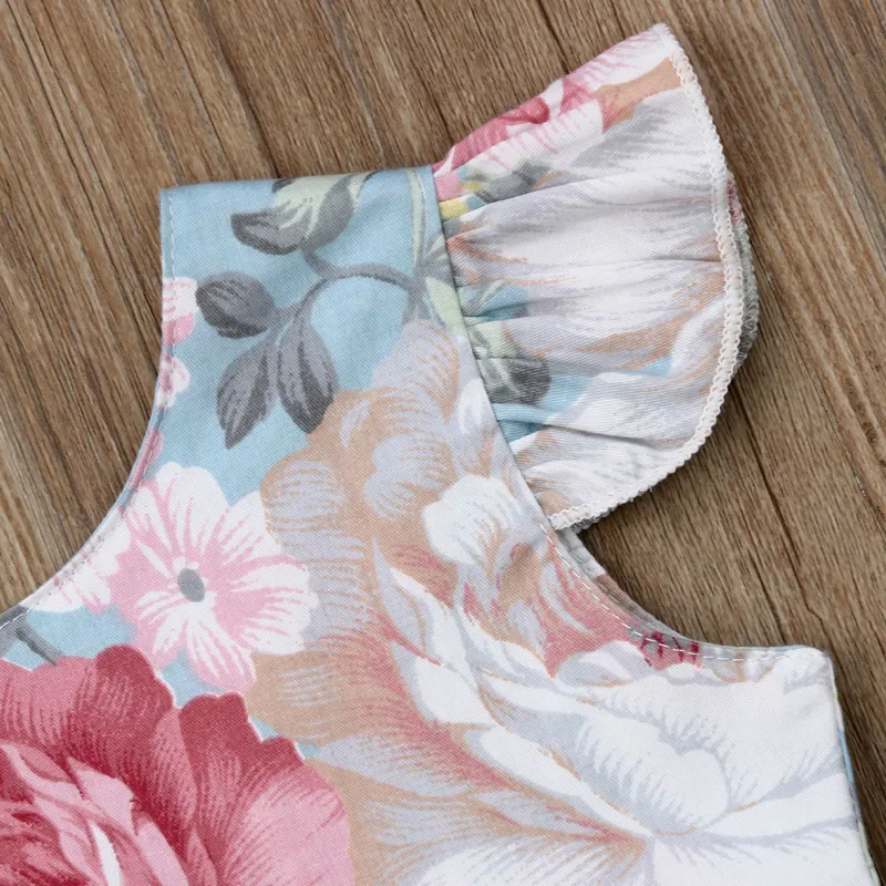 

Baby Clothes Toddler Infant Kid Girl 1-4Y Princess Dress Ruffle Sleeve Ruffles Floral Print Knee-Length A-Line Dresses