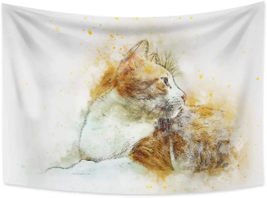 

Кошачий гобелен, милая оранжевая кошка, эскиз, иллюстрация, настенные гобелены, абстрактная ручная роспись, искусство для гостиной