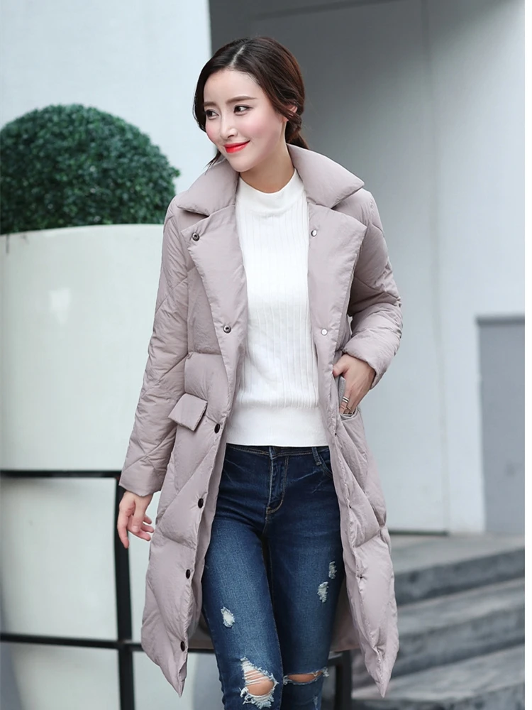 Зимнее длинное пальто размера плюс ультра светильник пуховик для женщин Bubble Puffer