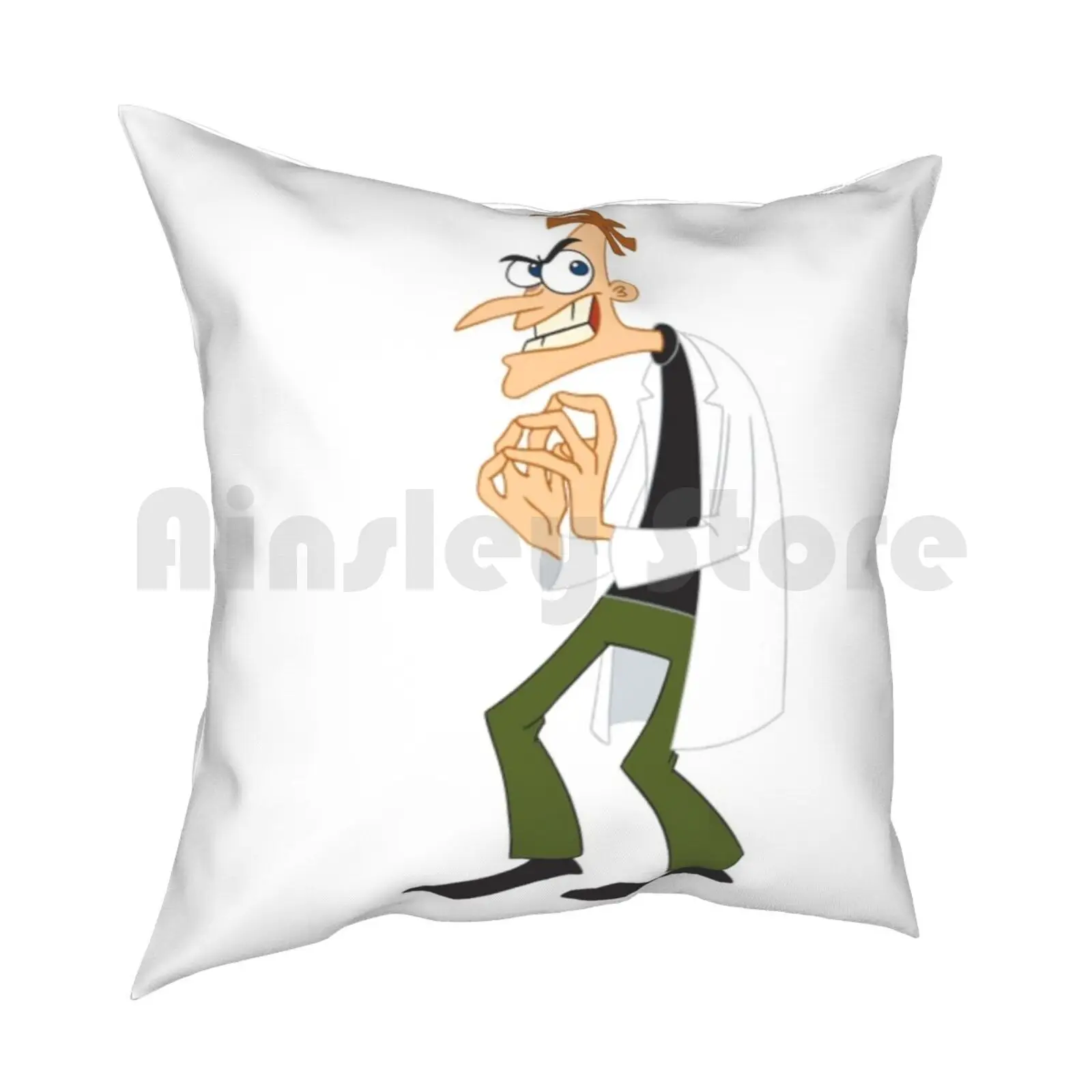 Подушка Dr Doofenshmirtz домашняя мягкая декоративная подушка с принтом черно-белая