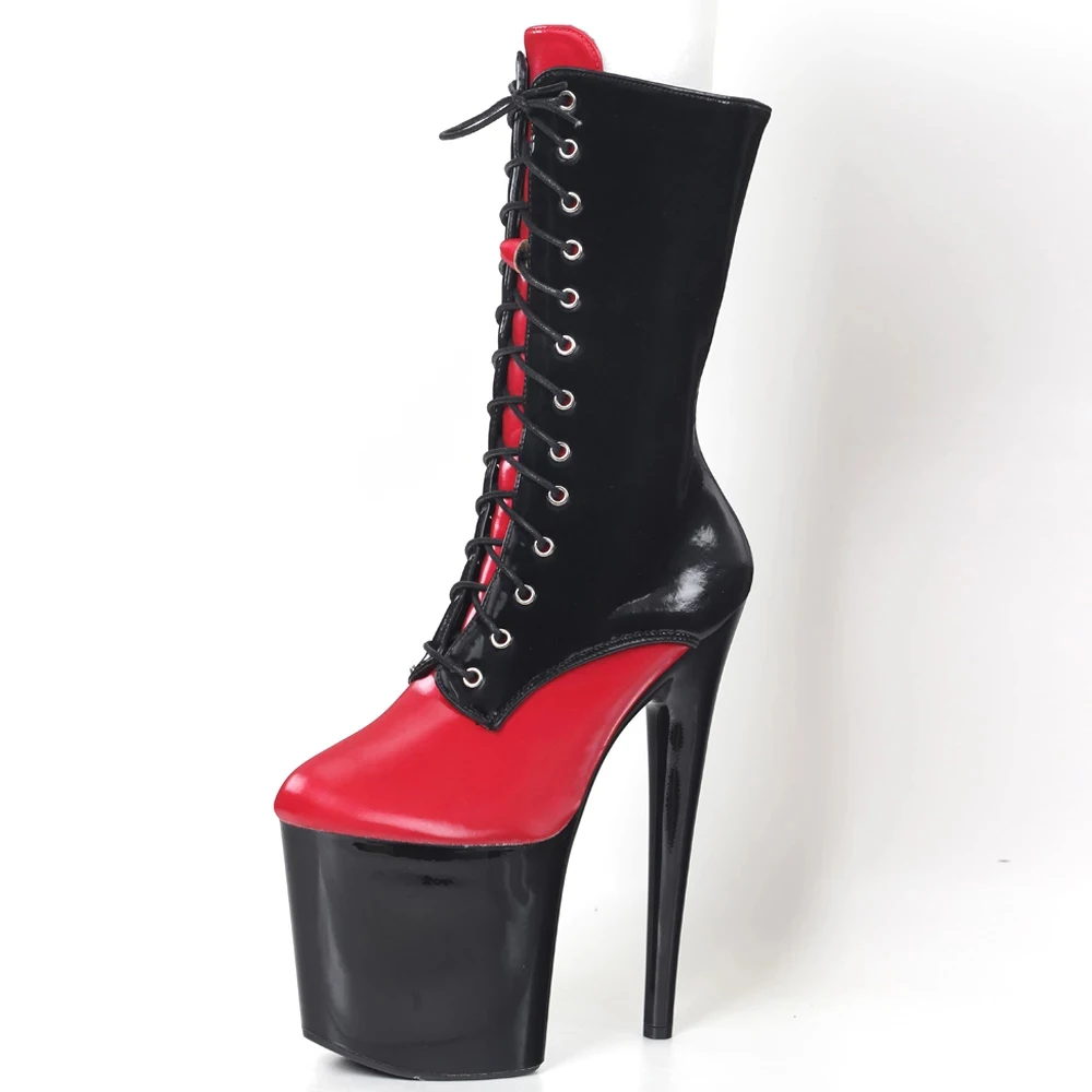 Womens 20CM High Heel Mixed Color Platform Pole Dance Ankle Boots Custom Colors